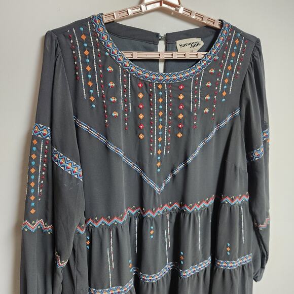 Savannah Jane Womens Dress Size 3X Embroidered Tribal Western Tiered Cowgirl - Picture 2 of 12